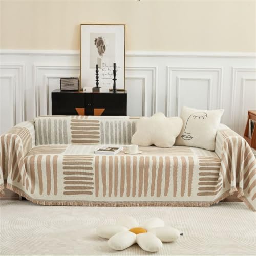 Extra große Sofaüberwürfe für 1–4-Sitzer-Sofas, stilvolles gestreiftes Karomuster, vielseitige graue Decke für Sofas, Schlafsofas und Sessel (180 x 300 cm)