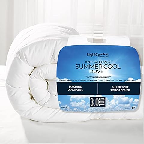 Night Comfort Anti Allergy Luxury 3 Tog Summer Duvet, Double Size - Premium Microfibre Quilt Filled with Fluffy Hollowfibre Cover
