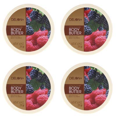 DELON Intense Moisturizing Body Butter (Raspberry & Black Currant, 4-Pack)