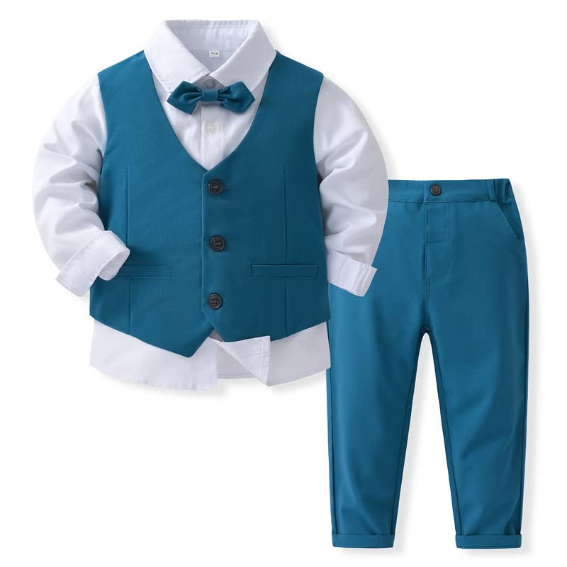 Boys' Suits Gentleman's Tie Pants Set, Kids Formal Dress Shirt for Toddler Wedding Outfits