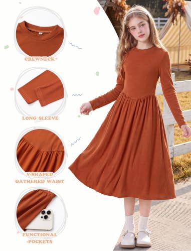 HOZIY Tween Girls Dresses 7-8 Crew Neck Casual Flowy Dress Formal School - image 4