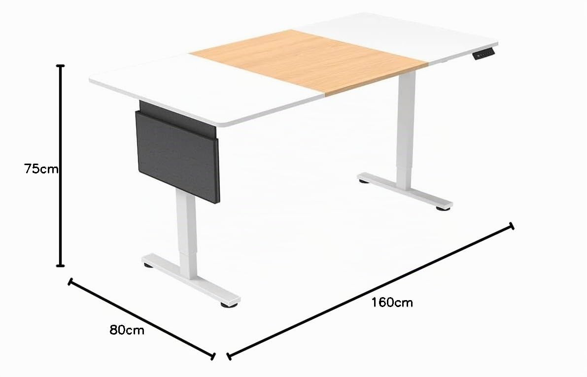 Home Deluxe Elmo - Scrivania regolabile in altezza, design ergonomico, colore bianco, 160 x 60 cm, per casa e ufficio