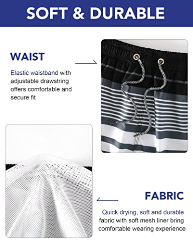 BOJIN Mens Swim Trunks 9" Quick Dry Stretch Swim Shorts Mesh Lining Bathing Suits Swimwear Beach Shorts with Pockets4
