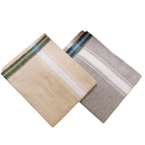 Cotton Men's Single Dhoti -2.0 Mtrs Kerala Dhoti cotton Big White Border Set of 2(GREY-BLUE)-picture-31