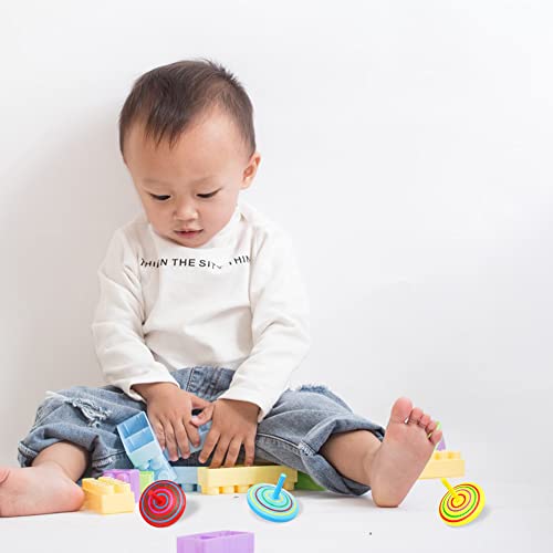 image for Chihutown 16 Pieces Wood Colorful Painted Spinning Tops, Educational G
