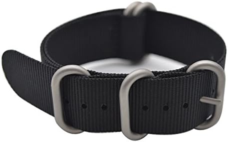 ArtStyle Watch Band with Colorful Nylon Material Strap and Heavy Duty Brushed Buckle (Black, 18mm)