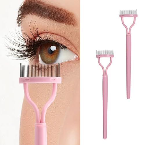 Eyelash Separator Comb Tool Set 2-Pack Mascara Applicator Eyelash Separator and Grooming Brush for Mascara Separation(Pink)