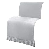 Erwin Müller Sofaüberwurf, Sofaläufer, Sesselschoner Silber hellgrau grau Größe 50x200 cm - anschmiegsam, temparaturausgleichend, mit Fransen - (weitere Farben, Größen)