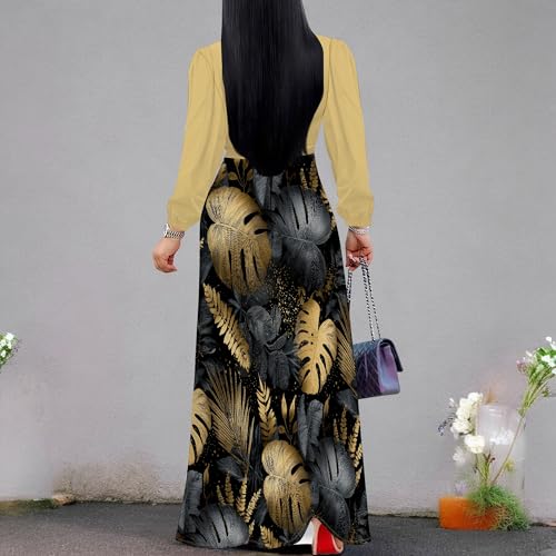 Image of PinkPatty Plus Size Dresses for Curvy Women V Neck Flowy Long Sleeves Wrap Maxi Dress Travel Vacation Outfits