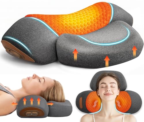 3-In-1 Neck Massager Pillow With Heat Neck Pillow Massager For Pain Relief Deep Tissue Thera Pillow Traction Massager Neck Hump Corrector Massager Pillows For Neck Ergonomic Neck Pillow For Sleeping