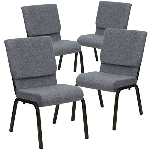 Flash Furniture 4 Pk. HERCULES Series 18.5''W Stacking Church Chair in Gray Fabric