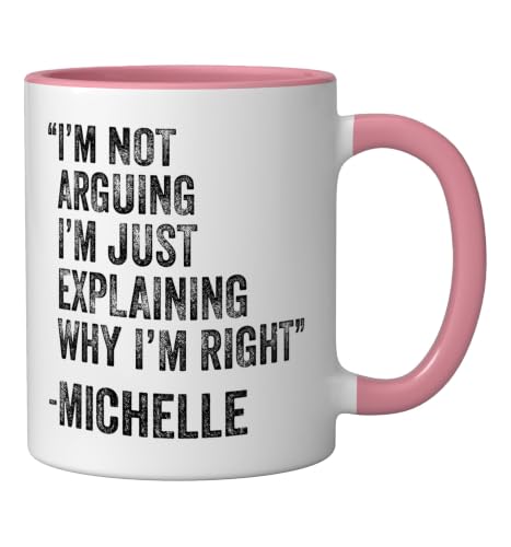 Taza de cerámica personalizada Michelle 11oz rosa/blanca miniatura 2