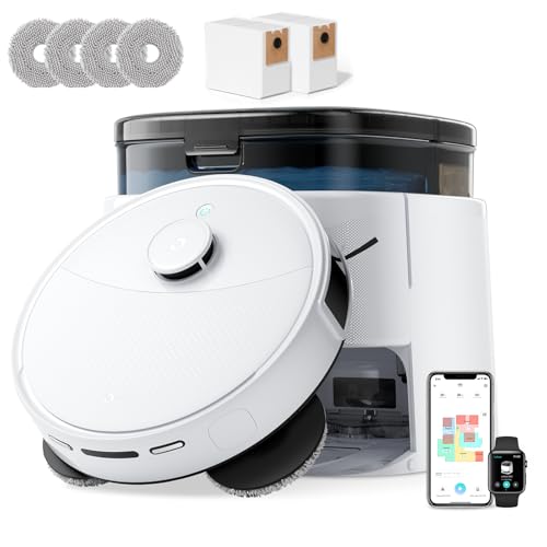 Lefant LiDAR Robot aspirateur et serpillère, aspiration 12 000 Pa, vidange automatique de 90 jours, évite les obstacles, lavage et séchage automatiques, tout-en-un pour poils d'animaux de compagnie