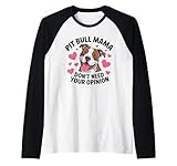 pit bull mamma divertente pittie cane mamma sarcastico pitbull maglia con maniche raglan