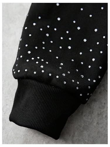 Verdusa Men's Rhinestone Hoodie Streetwear Pullover Sweatshirts with Pockets4