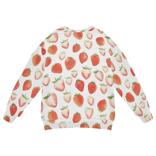 JUNZAN Cartoon Cute Strawberry Kids Girls Sweatshirt Hoodie Crewneck Outerwear for Kids Camping 4T2