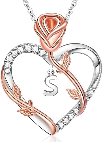 SheCare ๐๐จ๐ฌ๐ ๐๐๐๐ซ๐ญ ๐๐๐๐ค๐ฅ๐๐๐ Initial Pendant Necklace for ๐๐จ๐ฆ๐๐ง Girls Birthday Christmas Gifts for Her ๐-๐ Letter Necklace Fashion Trendy Jewelry for Her Wife Mom Grandma Aunt