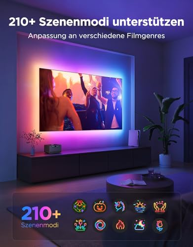 Govee TV LED Hintergrundbeleuchtung 2 Schneidbar für 32-70 Zoll TVs, RGBWIC 4,4m Streifen. 210+ Szenen, Matter-fähig, Musiksync, App-Steuerung, Alexa. Einfache DIY-Installation 5