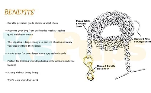 Image of Dog Diamond Cut Grind no 8 Chain | Brass Hook Heavy Duty Chain Leash | Durable Chain Leash for Dogs (Large) Silver
