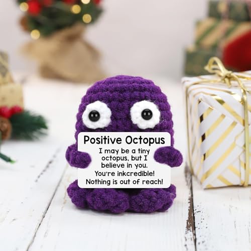 Calkkrer Gehäkelte Positive Qualle Kuscheltiere, Glücksbringer und Taschenumarmung, Emotionale Unterstützung Geschenk, Entspannungs- und Aufmunterungs Geschenk