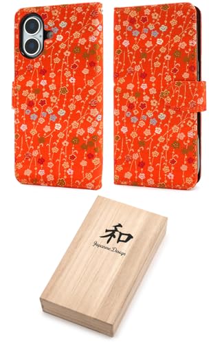 iPhone17対応 手帳型ケース 着物柄 〈 桐箱 付き 〉 和柄 和風 おしゃれ 可愛い ソフトケース TPU 京都西陣 金襴生地 花 スタンド ストラップホール カードポケット プレゼント 贈り物 ギフト 【 E 】