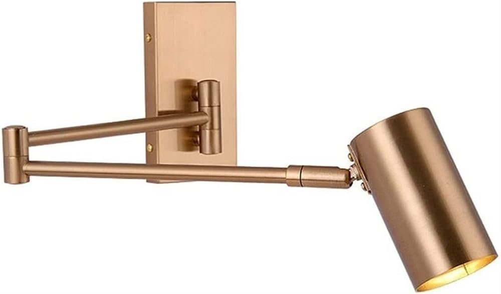 HPTHLY Gold Swing Arm Wall Sconce, Indoor Metal Wall Light, Bedroom Bedside Wall Lamp Lighting Fixture For Living Room, Sofa, Office, Study Room Reading