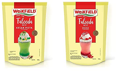 Weikfield Falooda Mix Combo of Kesar Pista and Rose 200 gm each