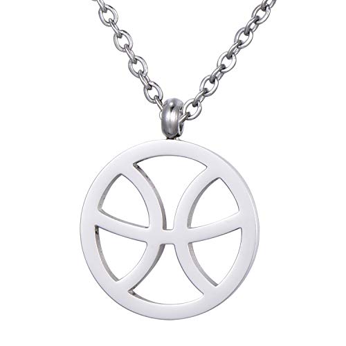 Preisvergleich Produktbild Morella Damen Halskette Sternzeichen Fische Edelstahl Silber im Samtbeutel