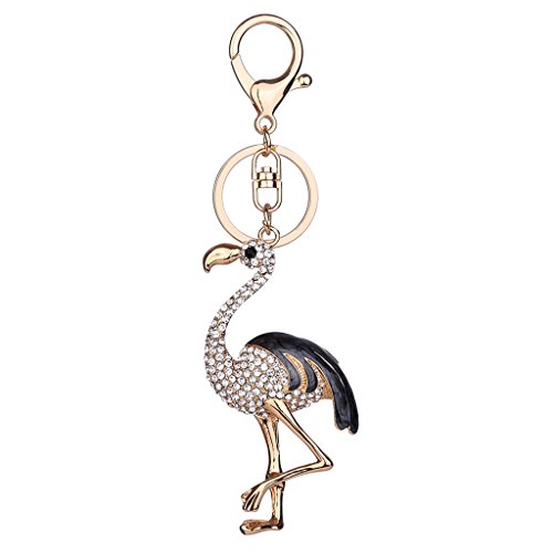 Preisvergleich Produktbild Homyl Keychain Taschenanhänger Flamingo / Kaninchen / Mäuschen / Seestern / Hund / Frosch Metall Anhänger Schlüsselbund Auto Keys Damen Tasche Deko Anhänger Schlüsselanhänger - Schwarz Flamingo