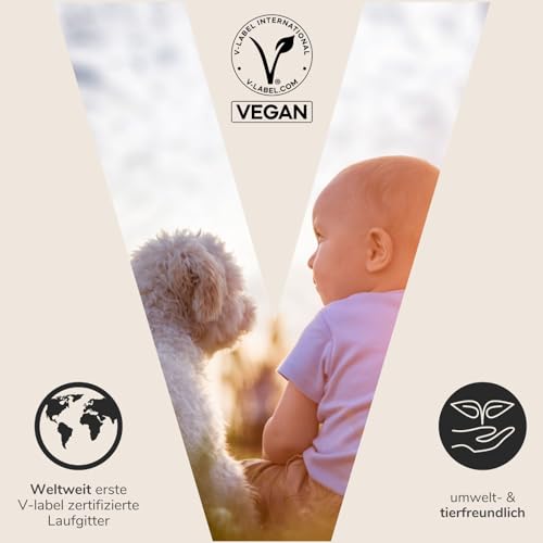 Sämann Laufgitter 100x100 cm mit Matratze - BASIC - 3-fach höhenverstellbar Laufstall Baby Buche weiß/natur