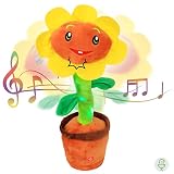 Easfan Singing Dancing Sunflower Talking Toy Electric Musical Plush Repeat What You Say Funny Speaki