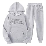 Jogginganzug Herren Druck Trainingsanzug Einfarbig Hoodie Freizeitanzug Set Klassisch Sportanzug 2-Teilig Kapuzenpullover Jogginghose Jogging Anzug Warm Sweatshirt Anzug Männer Tracksuit