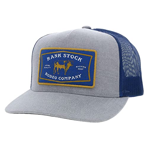 HOOEY Rank Stock Trucker Hat, Adjustable Snapback, Grey/Blue