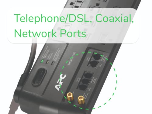 Apc Surge Protector With Phone, Network Ethernet And Coaxial Protection, P11Vnt3, 3020 Joules, 11 Outlet Surge Protector Power Strip Black #TOP4