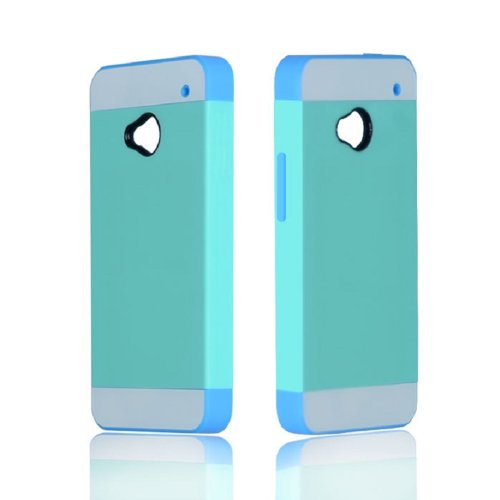 ABC 1pc Fashion 2in1 Hybrid Impact Hard Skin Case Cover for HTC ONE M7 (Green)