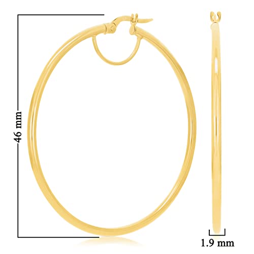Image of Italian 14k Yellow Gold High Polished Round Hoop Earrings