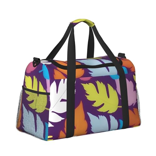 Bright Colorful Weed Print Foldable Carry On Tote Large Capacity Hand Carry Bag for Airplane Weekend Getaways3