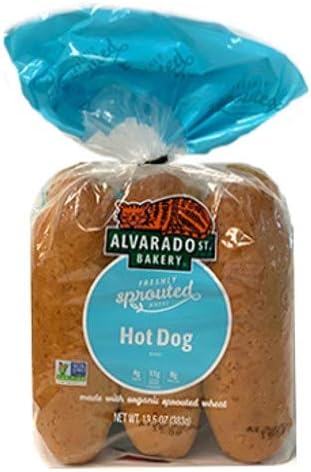 Alvarado Street Bakery Hot Dog Buns - Delicious, Nutritious Sprouted Whole Wheat Hotdog Buns For Hot Dogs & Sausages - Vegan - Made with Organic Ingredients - Non-GMO Project Verified (2-Pack)