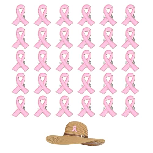 Set di 30 spille rosa con nastro smaltato per consapevolezza del cancro al seno