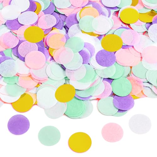 Xnegau Confeti de Colores   6000 Piezas Violeta dorado Confeti de Papel 2.5 cm Decoración de mesa multicolor para bodas,cumpleaños,fiestas,festivales,manualidades,bricolaje (50g)