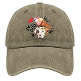 Dad Hat I Love My Dog. Dog Head with ice Cream. Doodle Illustration. Dad Hats for Men Funny Denim Caps Adjustable