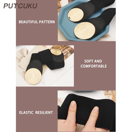 Women's Wide Waist Belt Vintage Elastic Waistband Leather Stretchy Belts for Dresses4