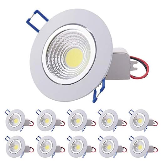 POCKETMAN COB taklampa, 7W dimbar LED infälld nedåtriktad, 2900-3100K 220V spotlight-kit med LED-drivrutin 60 grader, varm vit, 10-pack