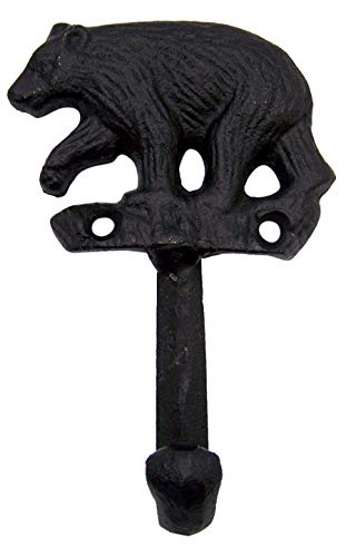 Wowser Rustic Black Bear Cast Iron Wall Hooks, Set Of 3, 5 Inches #TOP4