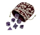 KULIA® Ametista platonica solida, forma diversa, 7 pietre, con sacchetto di design, cristallo Feng Shui, pietra preziosa intagliata a mano, platonica, pietre naturali, regalo di Natale