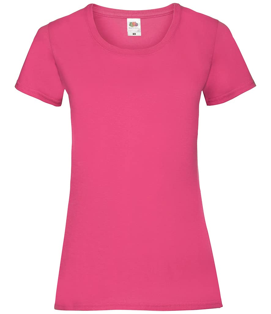 Fruit Of The Loom Men's Pink - Fuchsia Wo's Value Weight T-Shirt, Lady-Fit - Medium
