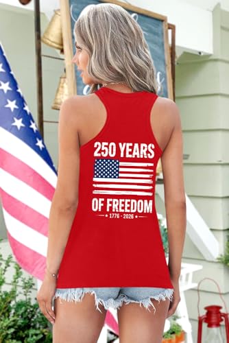 Image of Ithalt Womens American Flag Shirts 4th of July Outfits USA T-Shirt Patriotic Tank Shirt Fourth of July Sleeveless Tops
