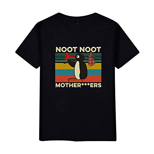 Funny Noot Noot Pingu T Shirt Men Women Funny Cartoon Nootnoot TShirt Anime Streetwear T-shirt Male Tops Graphic Tees Hip Hop (Black,3XL)