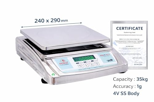 Image of Gripit 35kg Digital Weighing Scale for Shop, Grocery & Commercial Use | High Precision 1g Accuracy Heavy Duty Weight Machine with 10x12 Inch Stainless Steel Pan | Electronic Vajan Kata for Retail