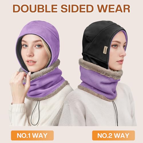 Sukeen Winter Hat Scarf Set for Women Double Side Wear Warm Hat Antistatic Cold Weather Hats with Thick Fleece Scarf2